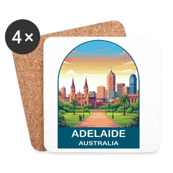 Adelaide Australien Stadt-Skyline-Reiseplakat - Untersetzer (4er-Set) - Weiß - Vorne