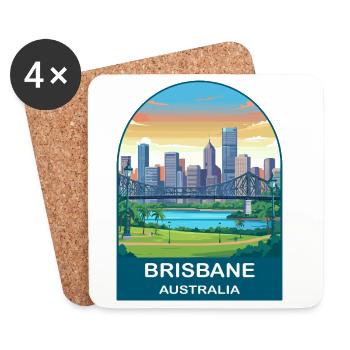 Brisbane Australia Story Bridge Travel Poster - Untersetzer (4er-Set) - Weiß - Vorne