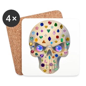 Gemstones Skull t-shirt design. - Coasters (set of 4) - white - Front