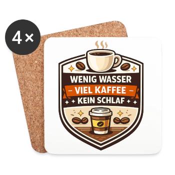 Viel Kaffee, Kein Schlaf - Untersetzer (4er-Set) - Weiß - Vorne