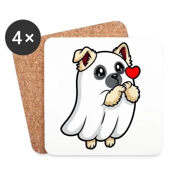 Eurasier | Fantôme Chiot Fantôme | Kawaii - Dessous de verre (lot de 4) - blanc - Devant