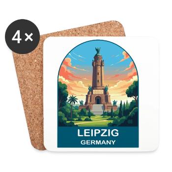 Leipzig Germany Monument Vintage Travel Poster - Coasters (set of 4) - white - Front