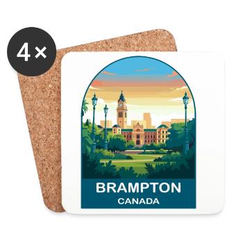 Brampton Canada City Hall Vintage-Reisekunst - Untersetzer (4er-Set) - Weiß - Vorne