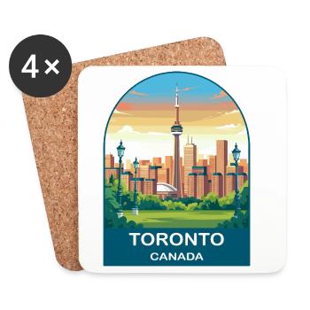 Toronto Canada Affiche de voyage de la Skyline de la tour CN - Dessous de verre (lot de 4) - blanc - Devant