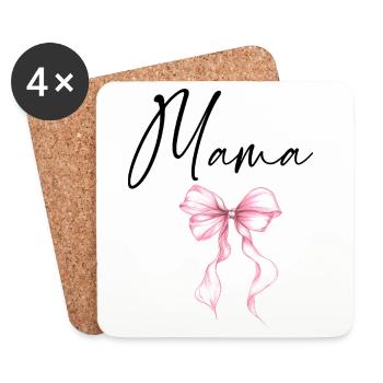 Mama Design mit Rosa Schleife – Süßes Mama Motiv - Untersetzer (4er-Set) - Weiß - Vorne