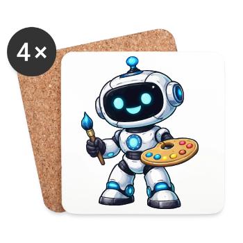 Artistic Painting Robot with Palette - Coasters (set of 4) - white - Front
