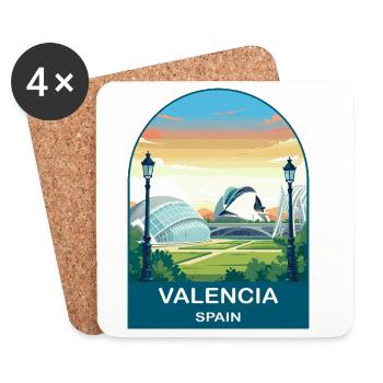 Valencia Spain City of Arts Vintage Travel Art - Coasters (set of 4) - white - Front
