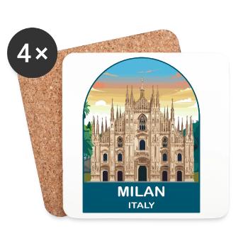 Milan Italien Vintage-Reiseplakat-Kunst - Untersetzer (4er-Set) - Weiß - Vorne