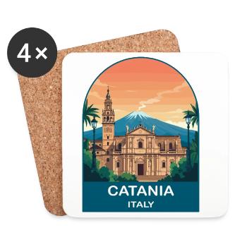 Catania Italy Vintage Travel Poster Art - Coasters (set of 4) - white - Front