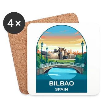 Bilbao Spain Vintage Travel Poster Art - Coasters (set of 4) - white - Front
