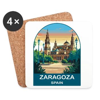 Zaragoza Spain Vintage Travel Poster - Coasters (set of 4) - white - Front
