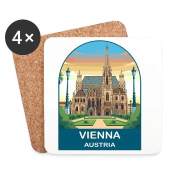 Vienna Austria Vintage Travel Poster - Coasters (set of 4) - white - Front