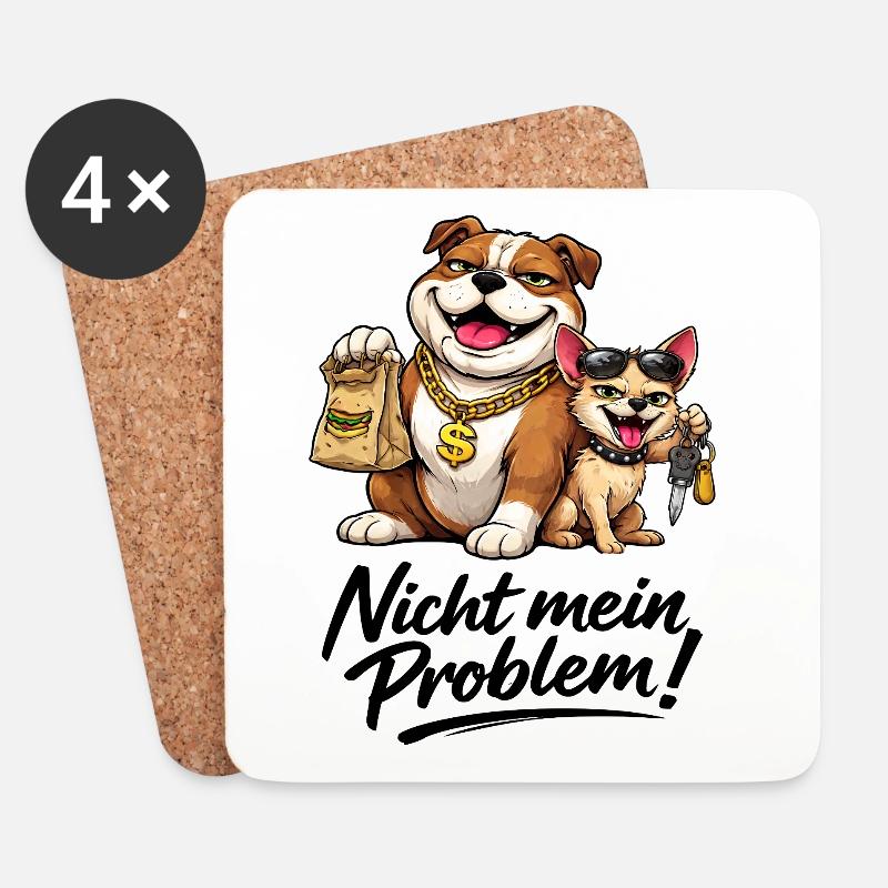 Luxus-Hundebande Cartoon - Untersetzer (4er-Set) - Weiß