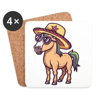Pferd Lustig Sombrero - Untersetzer (4er-Set) - Weiß - Vorne