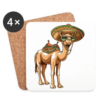 Kamel Comic Lustig Sombrero - Untersetzer (4er-Set) - Weiß - Vorne
