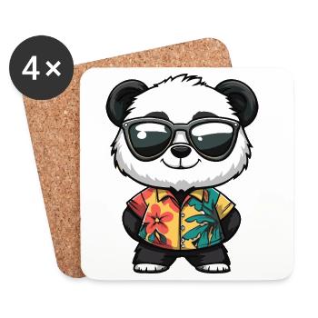 Vacances Panda Comic - Dessous de verre (lot de 4) - blanc - Devant
