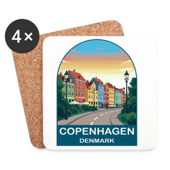 Kopenhagen, Dänemark Vintage-Reiseposter - Untersetzer (4er-Set) - Weiß - Vorne