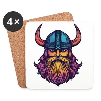 Wikinger Helm - Untersetzer (4er-Set) - Weiß - Vorne
