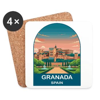 Granada Spain Vintage Travel Poster Art - Coasters (set of 4) - white - Front