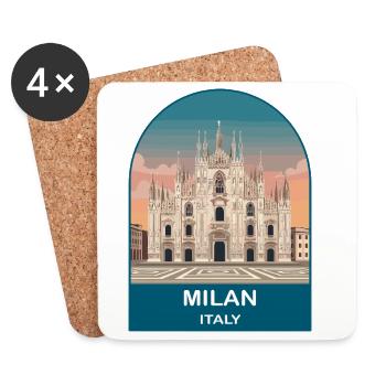 Milan Italien Vintage-Reiseplakat-Kunst - Untersetzer (4er-Set) - Weiß - Vorne
