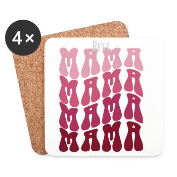 Best Mama Pattern Mosaic - Coasters (set of 4) - white - Front