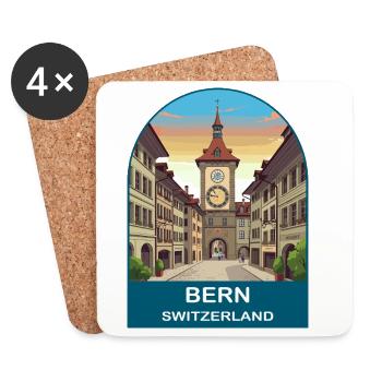 Bern Schweiz Vintage-Reiseposter-Kunst - Untersetzer (4er-Set) - Weiß - Vorne