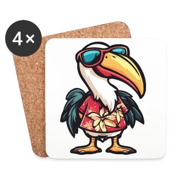Vacances de bandes dessinées Pelican Bird - Dessous de verre (lot de 4) - blanc - Devant