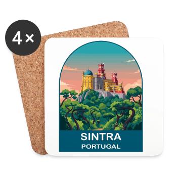 Sintra Portugal Vintage Travel Poster Art - Coasters (set of 4) - white - Front
