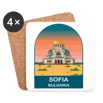Sofia Bulgaria Vintage Travel Poster Art - Coasters (set of 4) - white - Front