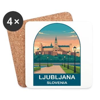 Ljubljana Slowenien Vintage-Reiseplakat - Untersetzer (4er-Set) - Weiß - Vorne