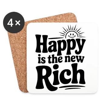 Happy is The New Rich - Coasters (set of 4) - white - Front