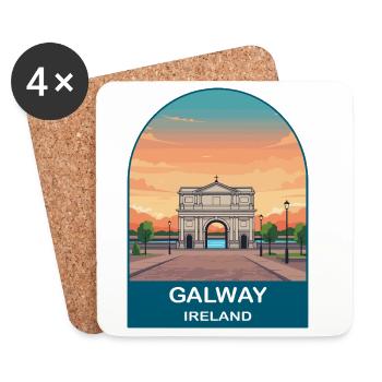 Galway Ireland Vintage Travel Poster Art - Coasters (set of 4) - white - Front