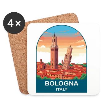 Bologna, Italien Vintage-Reiseplakat-Kunst - Untersetzer (4er-Set) - Weiß - Vorne