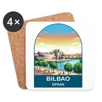 Bilbao Spain Vintage Travel Poster Art - Coasters (set of 4) - white - Front