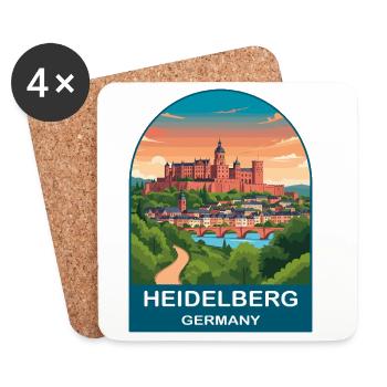 Heidelberg Germany Vintage Travel Poster - Coasters (set of 4) - white - Front