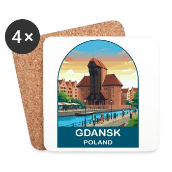Gdansk Poland Vintage Travel Poster Art - Coasters (set of 4) - white - Front