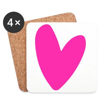 Powerful pink heart motif neon retro style - Coasters (set of 4) - white - Front