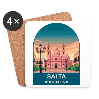 Salta Argentina Colonial City Travel Art - Coasters (set of 4) - white - Front