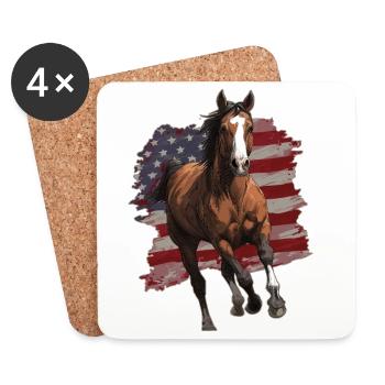 Drapeau des États-Unis de cheval - Dessous de verre (lot de 4) - blanc - Devant