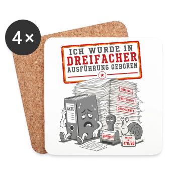Ich wurde in dreifacher Ausführung geboren - Untersetzer (4er-Set) - Weiß - Vorne