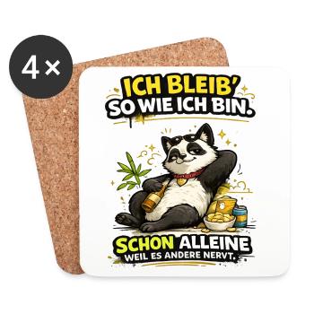 Ich bleib so wie ich bin Panda - Untersetzer (4er-Set) - Weiß - Vorne
