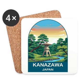 Kanazawa Japan Kenrokuen Vintage Travel Art - Coasters (set of 4) - white - Front