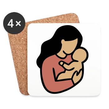 Mom Baby Boho Minimalism - Coasters (set of 4) - white - Front