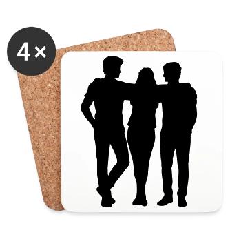 Menschen Gruppe Silhouette Freunde Team Zusammen - Untersetzer (4er-Set) - Weiß - Vorne