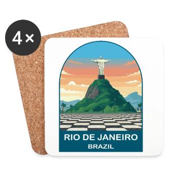 Rio de Janeiro Brazil Vintage Travel Poster - Coasters (set of 4) - white - Front