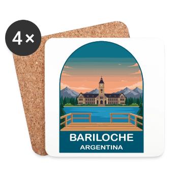 Bariloche Argentina Vintage Lake Travel Poster - Coasters (set of 4) - white - Front