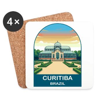 Curitiba Brasilien Botanischer Garten Reiseplakat - Untersetzer (4er-Set) - Weiß - Vorne