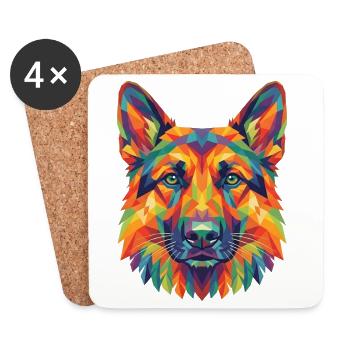 Bunte geometrische Deutscher Schäferhunde-Pop-Art - Untersetzer (4er-Set) - Weiß - Vorne