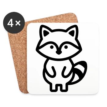 raccoon - Coasters (set of 4) - white - Front
