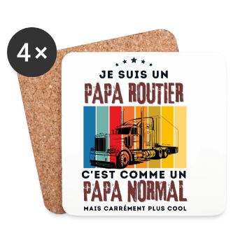 je suis un papa routier / humour papa routier  - Dessous de verre (lot de 4) - blanc - Devant